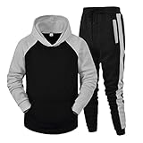 Take idea Sportanzug Herren Urban Klassisch Zwei Farben Patchwork Kapuzenpullover Mode Sweathose Mit Kordelzug Outdoor Freizeitanzug Stretch Jogginganzug Bequeme Trainingsanzug