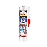 Pattex PFSBW Perfektes Bad Schimmel Blocker Silikon, Sanitärsilikonmit4-fach-SchutzgegenSchimmel,Dichtmassefür5JahregarantiertsaubereSilikonfugen,1x300