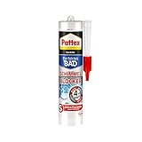 Pattex PFSBW Perfektes Bad Schimmel Blocker Silikon, Sanitärsilikonmit4-fach-SchutzgegenSchimmel,Dichtmassefür5JahregarantiertsaubereSilikonfugen,1x300