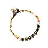 Kiss Me! Original Topmodel Ibiza Hippie Markt Damen Armband Braun Geflochten Bunte Und Goldene Perlen Länge: 20cm Disco Dance Strand Style Sylt H