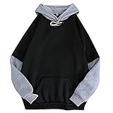 Damen Neu Kapuzenkragen Langarm Zweifarbig Casual Bluse Sweatshirt Hip-Hop-Pullover Reißverschluss Hoodie für Damen und H