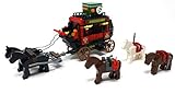 Brigamo Bausteine Kutsche Western Postkutsche mit Pferde & Cowboys Minifig