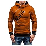 Zhiyao Herren Slim Fit Kapuzenpullover Weihnachten Safe Elk Zipper Hoodie Weihnachten Winter Bunt Christmas Party mit T
