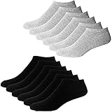 YouShow Sneaker Socken Herren Damen 10 Paar Kurze Halbsocken Quarter Baumwolle Unisex (Schwarz und Grau,43-46)