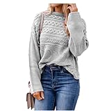 ZYHOOD Damen Langarm Strickpullover Pullover Tops Strickpulli Damen Winterpullover Damen Pullover Langarm V-Ausschnitt Strickpullover Casual Elegante Frauen Einfarbig Gestrickt Pulli Ob