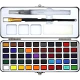 JYDBRT Malereibürste Tragbare Feste Aquarell Paint Set 50 Farben Metall Box Aquarell Pigment for Anfänger Zeichnung Aquarell Papier Kunst Kunst M