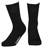 Wowerat 3 Paar Bambus-Socken mit Frottee-Sohle ohne Gummi, Farbe:Schwarz;Größe:43-46