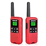 Retevis RT649B Walkie Talkie, PMR446 Lizenzfrei, 16 Kanäle, LED-Taschenlampe, 3AA-Akku, VOX-Scan, CTCSS/DCS, Walkie Talkie, Wiederaufladbar für den Außenbereich (2 Stück, Rot)
