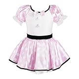 Agoky Mädchen Rock Polka Dots Print + Fliege + Haarreifen mit Maus Ohren und Schleife + Schwanz Kleidung Set Karneval Weihnachten Kostüm Party Outfit Pink B 110-116