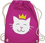 Shirtracer Kinder Karneval und Fasching Kostüme - Katze Prinzessin - Unisize - Fuchsia - schwarze katze - WM110 - Turnbeutel und Stoffbeutel aus Baumw