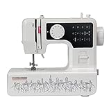 LKZL Elektrische Nähmaschine mit 2 Geschwindigkeiten,Tragbare Mini-Overlock-Maschine mit Fußpedal-LED-Licht,für Kleidung,Stoffe,Heimwerkerreisen (Color : Black)