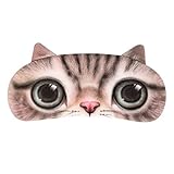 Schlafbrille Katze Schlafmaske Schlafhilfe für Damen Mädchen Herren Junge Augenmaske Weiche Augenabdeckung mit Gummiband Unisex Kein Druck Nachtmaske für Reise Zuhause Flugzeug Camping (Braun Neu)