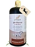Peticare Pferde-Shampoo für Schimmel, weiße Pferde - pflegt gelbe Flecken, Gelbstich, erhöht Leuchtkraft der Fell-Farbe - ph-neutrale Haut-Pflege, kein Verknoten, Verfilzen - petHorse Care 2013