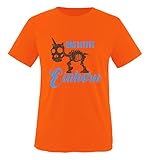 Comedy Shirts - Das letzte Einhorn - Skelette - Jungen T-Shirt - Orange/Blau-Braun Gr. 86/92