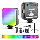 Fotolicht RGB, LED Videoleuchte mit Stativ, Clip, 360 °Gimbal, mit 2000 mAh Eingebautem Akku, Mini Dimmbare Foto licht 2500K-9000K, Kamera Licht für DSLR/Camcorder/Smartp