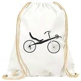 Druckerlebnis24 Turnbeutel Fahrrad- LIEGERAD- Chaise Lounge- Transport- Fahrzeug- Radfahren mit Kordel - 100% Baumwolle- Gymbag- Rucksack- Sportb