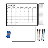 Faderr Magnetisches Whiteboard, magnetisches Kalender, Whiteboard-Set, Wochenplaner, Meine Liste, Monatskalender, mit 4 trocken abwischbaren Markerstiften, Radiergummi (weiß)