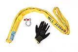 Rundschlingene, Hebeschlinge, Bandschlinge,3t Tragkraft 1,5m Länge,3m Umfang, 3,25t Schäkel geschweift, Arbeits-Handschuhe, Set, endlos Polyesterk