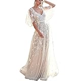 Gaclöz Hochzeitskleid Damen Lang Brautkleider Elegant Spitze Brautmode RüCkenfrei Abiball Prinzessin Kleider Abendkleider Elegant FüR H