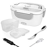 Elektrische Lunchbox 2 IN 1, Lunchbox Elektrisch 12 V / 24V / 220 V Elektrischer Speisenwärmer 1,5L Brotdose Kostwärmer für Auto Haushalt Camping Speisenwärmer Electric Haushalt Box