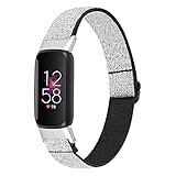 Chofit Armband kompatibel mit Fitbit Luxe, verstellbares weiches Sportarmband aus Nylon und Leinen, gewebtes elastisches Armband, Ersatz-Armband für Luxe Activity Tracker (Silber)