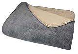Moon Doubleface Wolldecke Kuscheldecke 150x200 (Dunkelbeige/anthrazit)