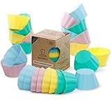 Backefix Silikon Muffinförmchen Premium 24 Stück Set je 7,5x4cm groß XXL | Wiederverwendbare Muffinformen Silikon BPA frei, antihaftende Cupcake Formen Silikon Backförmchen b