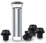 Weinpumpen-Set, Edelstahl Vakuum Weinpumpe mit 4 Weinverschluss, Weinkonservierung Premium Flaschenverschluss für Wein, Champagner, B