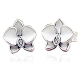 PANDOCCI Neue 2017 Sommer weiße Orchideen Ohrstecker authentische 925 Sterling Silber und weise Schmucksachen für F