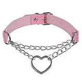 Unbekannt Dark Gothic Herz Kette Choker Kragen Harajuku Punk Choker Frauen mädchen schwarz Leder Chocker Kawaii Hexe schmuck