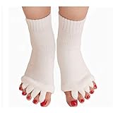 LEZED Zehenspreizer-Socken für Yoga Fuß Ausrichtung Socken Halbzehensocken Hälfte Fuß Socken Toe Separator Socken Wellness Comfy Toes Socken Ausrichtung für Gym Massage Schmerzlinderung Weiß 2