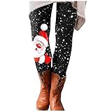 ROERDTRY Weihnachten Hose Frauen Weihnachtsdruck Leggings Druck Sport Yoga Pants Elastische Leggings Christmas Sport Yogahosen Leggings Weihnachten Yogahose Weihnachtsleggings Stiefel Hosen D