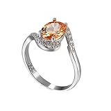 Epinki Solitärring, Freundschaftsringe Klassisch Zirkonia Champagner, Versilbert Ringe Pärchen Schmuck Geburtstag Geschenke für Frauen, Champagner, Gr.60 (19.1)