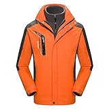 NAJING Jacken Herren Zweiteiler 3-in-1 Outdoor Regen- Und Winddichte Bergsportbekleidung Skianzug,Orange-4x