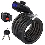 Fahrradschloss, 180cm/12mm Spiralkabelschloss Sicherheitsstufe Sehr Hoch, Fahrradschloss Mit Schlüssel, Scooter Schloss Bike Lock F