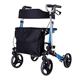 Wanderer für Senioren Wanderrahmen 4-Rad-Wanderrahmen, faltbarer, Radroller Wanderer mit gepolstertem Sitz, ergonomischen Griffen und Tragetasche, ältere Ältauscheräte, Mehrzweckhilfen Rollator Walk