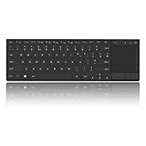 Rii K12 Ultra Slim 2.4GHz mini drahtlose Tastatur mit Touchpad Maus Large size Edelstahl-Abdeckung und bauen in Rechargable Li-Ionen-Akku für Smart TV, Raspberry PI, MacOS, Linux, Android, XBMC, Windows 2000 XP Vista 7 8 (Black, UK Layout)