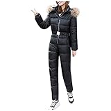 Darringls Damen Skianzug Skioverall Einteiliger Inter Warme Schnee-Skifahren SäTze Outdoor-Jumpsuit Langer-Overall SkianzüGe-Wasserdicht Schneeanzug-Skianzug Snowboard Sk