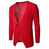 Gestrickte Jacke Herren Urban Einfachheit Slim Fit Jugend Tiefer V-Ausschnitt Strickjacke Herren Mantel Herbst Winter Einfarbig Dünnschliff Feinstrick Herren Lang