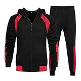 XIAOMEIO Herren Sportanzug Trainingsanzug Kapuzenjacke Jogginghose Sets Hooded Jogginganzug Freizeitanzug Traningsanzuganzug Schwitzanzug Herbst Sportwear Sportbekleidung Für Herren Laufanzug S-XXL