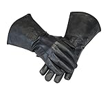 Mittelalterliche Renaissance-Handschuhe aus Leder, Cosplay-Handschuhe, lange Armmanschette - Schwarz - XX-Larg