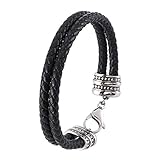 WQZYY&ASDCD Armband Armkette Damen Mode Schwarz Leder Geflochtene Charm Armbänder Männer Persönlichkeit Männlich Armband Einfache Armreifen Geschenke-Black_Wearing_Length_165M