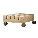 BOICXM Pflanzenregal, 20 x 20 cm, robuster Holz-Pflanzenständer für drinnen und draußen, mit feststellbaren Rollen für Terrasse, Garten, Z