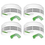 Hekatron 31-5000021-13-01 Rauchmelder Genius PLUS X inkl. Funkmodul Basis X – Optional funk-vernetzbar – 10 Jahre Lebensdauer der Batterie & mehrfarbig LED – Rauchwarnmelder in Weiß – 4er S