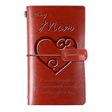 Personalisiertes Leder-Notizbuch，OXYEFEI Vintage Travel Tagebuch Notiz Enkelin Personalisierter ​Geschenke Vatertagsgeschenk Geburtstagsgeschenke für Papa (Braun)
