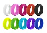 Rinspyre Set 10 Mens Womens Silikon Ring Gummi Ehering, 8MM breit, Minze, Koralle, rot, Pink, schwarz, Größe 52 (16.6)