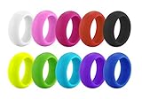 Rinspyre Set 10 Mens Womens Silikon Ring Gummi Ehering, 8MM breit, Minze, Koralle, rot, Pink, schwarz, Größe 52 (16.6)