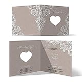20 x Lasergeschnittene Hochzeitseinladungen Silberhochzeit silberne Hochzeit Einladung individuell - Rustikal Kraftpap