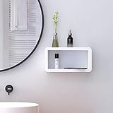 KUNGYO Rechteck Wandmontage Schwimmendes Regal - Weiß Kunststoff Absaugen Wandregal für Badezimmer Küche Duschwagen Speicherorganisator Selbstklebend Kein Bohren Schlafzimmer Wohnk