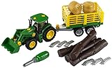 Theo Klein 3906 John Deere Traktor mit Holz-und Heuwag